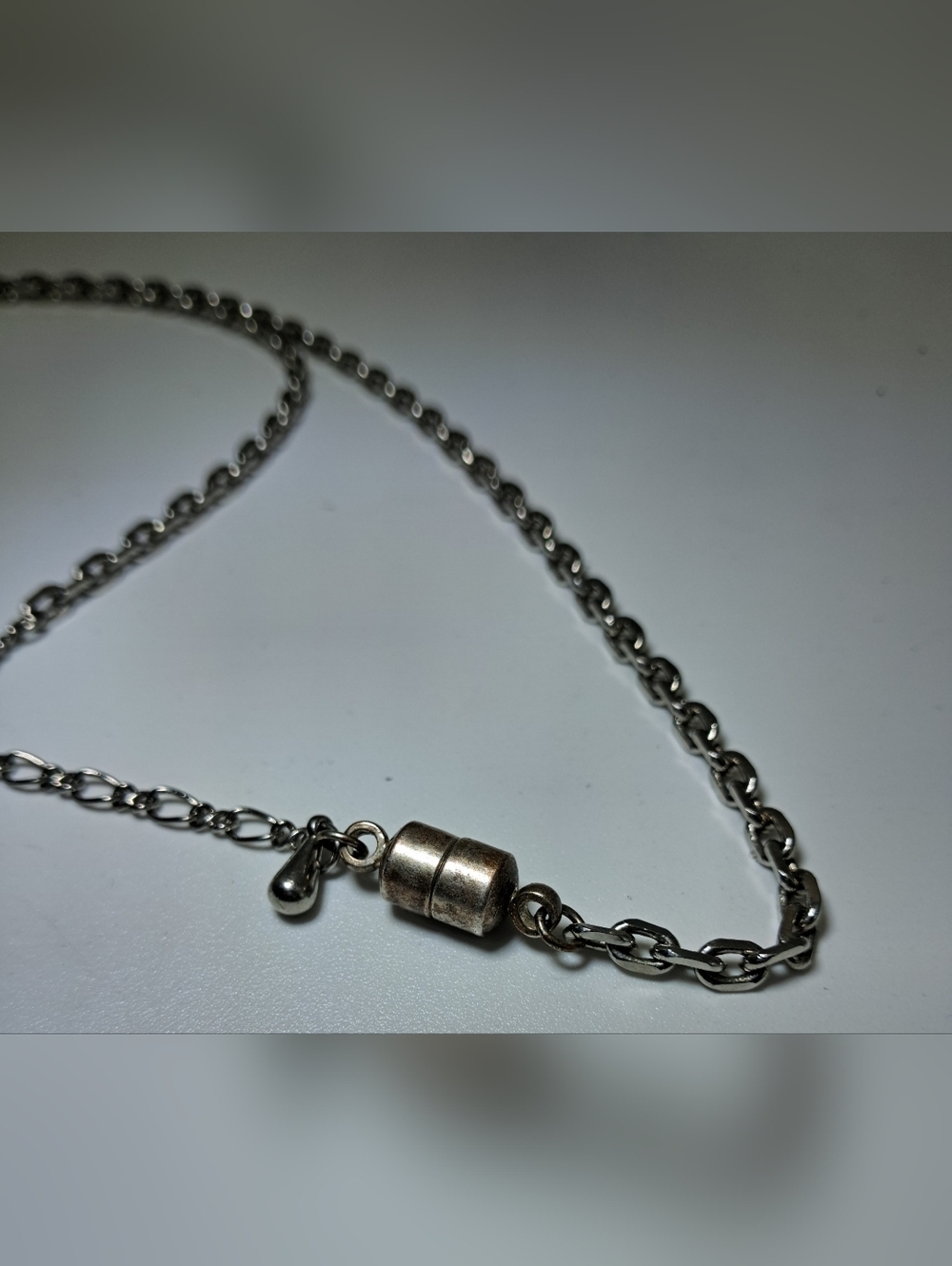 Stainless Steel Polished Charcoal Glass Necklace - Picture 3 of 5